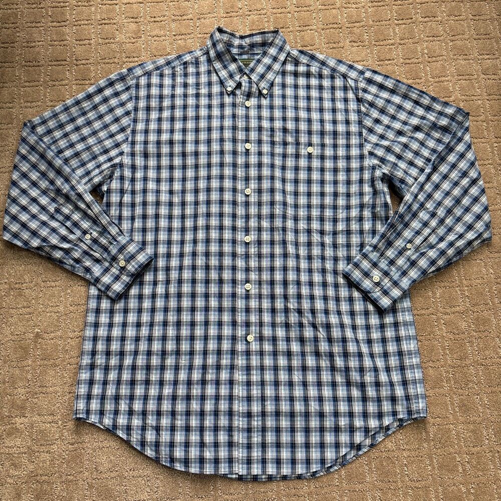 CC Filson Plaid Button Up Shirt Men M Blue Long Sleeve Casual 100% Cotton Preppy